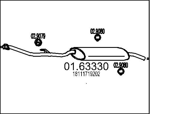 MTS Bakre ljuddämpare 01.63330 01.63330 MTS ljuddämpare BMW 3-serie