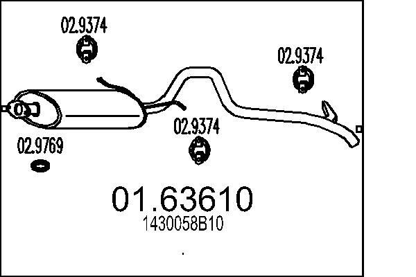 Einddemper MTS 01.63610 MTS 01.63610 Uitlaatdemper SUZUKI VITARA 2008