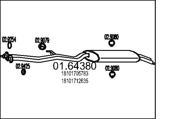 MTS Bakre ljuddämpare 01.64380 01.64380 MTS slutdämpare BMW 02