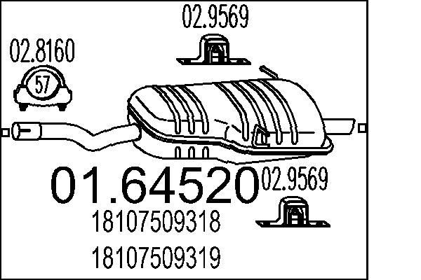Πίσω σιλανσιέ MTS 01.64520 MTS 01.64520 Πίσω σιλανσιέ BMW X3 2022