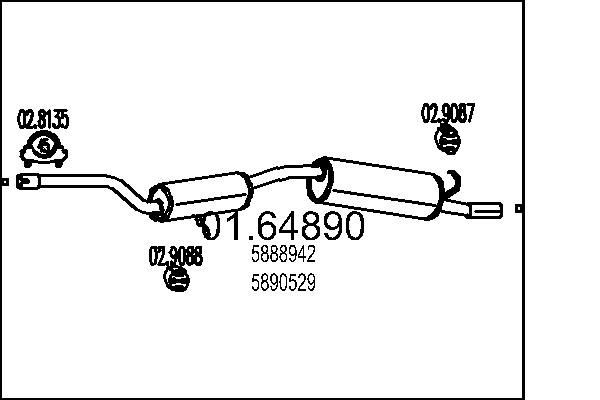 MTS Marmitta 01.64890 01.64890 costo Marmitta posteriore JAGUAR XK MTS