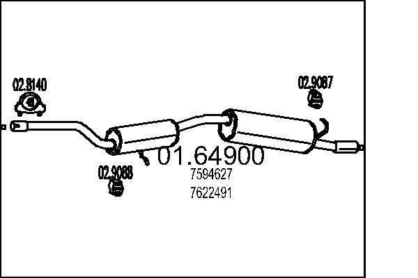 Bakre eksospotte MTS 01.64900 MTS 01.64900: Bakpotte Fiat UNO 1999
