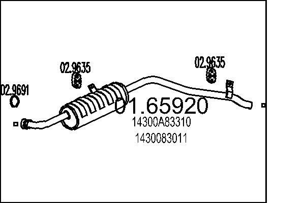 MTS Bakre ljuddämpare 01.65920 MTS 01.65920 Bakre ljuddämpare MINI Cabriolet original