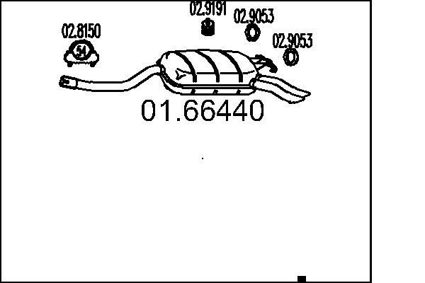 MTS Einddemper 01.66440 Mercedes-Benz 100 Achterdemper voor de uitlaat MTS 01.66440