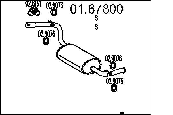 Panela de escape traseira MTS 01.67800 MTS 01.67800 Panela de escape CHRYSLER 300 2012
