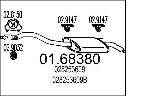 MTS Bagpotte 01.68380 Lyddæmper udstødning MTS Volkswagen POLO 01.68380