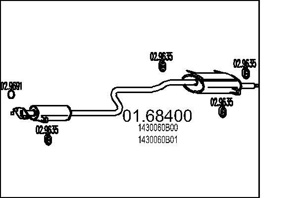 MTS Einddemper 01.68400 Uitlaatdemper Suzuki EA, MA 01.68400 MTS