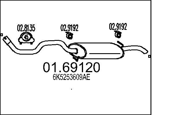 MTS Bakre ljuddämpare 01.69120 MTS 01.69120 ljuddämpare Seat Cordoba 6K5 pris