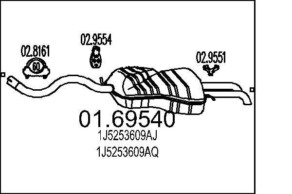 Einddemper MTS 01.69540 MTS 01.69540 Einddemper Volkswagen BORA 2011
