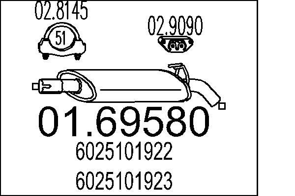 MTS Lõppsummuti 01.69580 01.69580 Summuti pütt MTS RENAULT SUPER 5