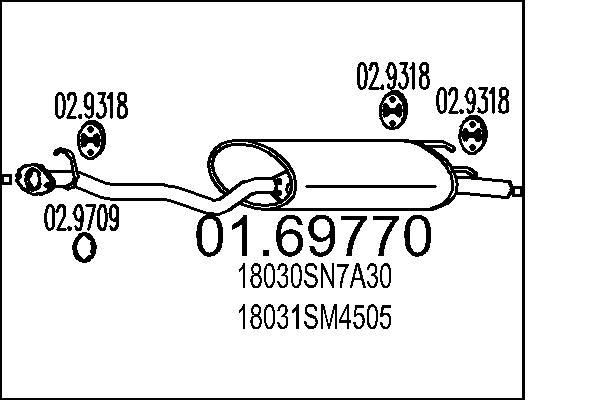 MTS Einddemper 01.69770 MTS 01.69770 originele Einddemper Honda Accord CD5 kosten