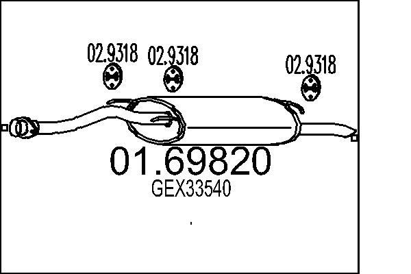 MTS Bakre ljuddämpare 01.69820 Rover 400 XW Bakre ljuddämpare MTS 01.69820
