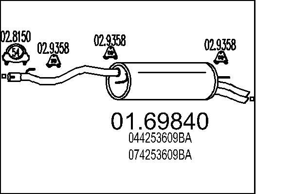 MTS Einddemper 01.69840 Volkswagen TOUAREG Achterdemper MTS 01.69840