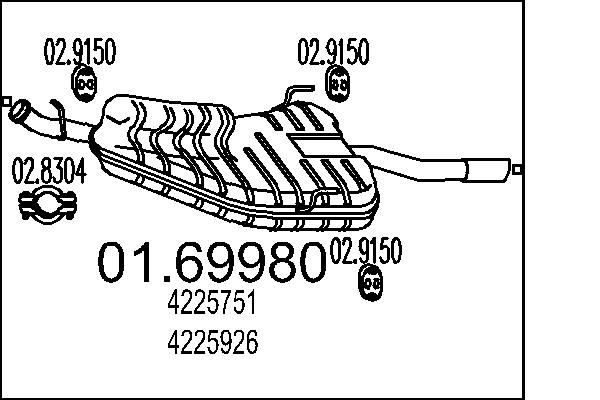 MTS Koncový tlmič výfuku 01.69980 MTS 01.69980 originálne Koncový tlmič výfuku 90 Coupe cena