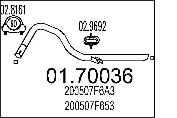 MTS Tuyau d'échappement 01.70036 01.70036 Tuyaux d'échappement NISSAN PICK UP MTS