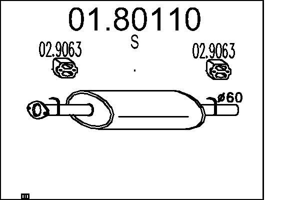 Midtre lydpotte MTS 01.80110 MTS 01.80110: Mellomlyddemper Land Rover DISCOVERY 2008