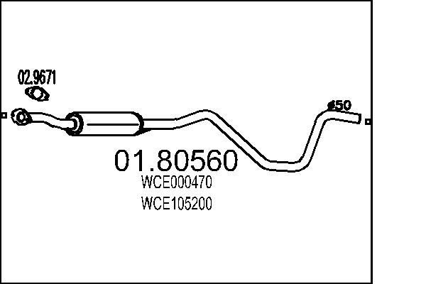 MTS Panela de escape central 01.80560 MTS 01.80560 Panela de escape central VW NEW BEETLE originais