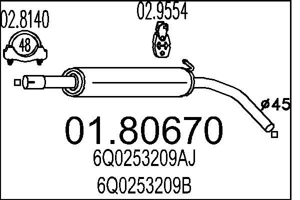 MTS Marmitta centrale 01.80670 MTS 01.80670 Silenziatore centrale Seat Exeo st prezzo