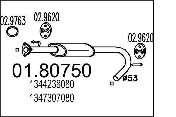 MTS Uitlaat middendemper 01.80750 MTS 01.80750 Uitlaat middendemper Fiat Seicento 187 prijs