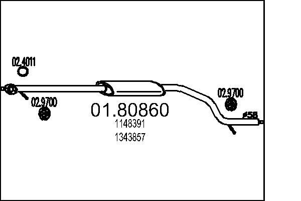 MTS Silencieux intermédiaire 01.80860 MTS 01.80860 Pot intermédiaire Ford Mondeo Mk4 pas cher