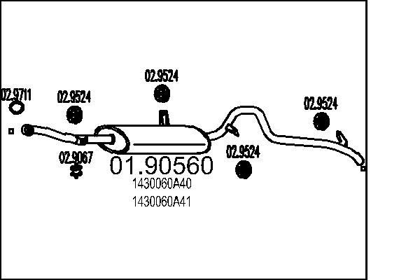 MTS Takaäänenvaimentaja 01.90560 Suzuki Baleno 1 takaäänenvaimennin MTS 01.90560