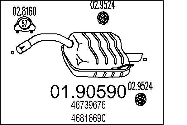 MTS Bagpotte 01.90590 MTS 01.90590 Alfa Romeo 147 937 Lyddæmper udstødning originale pris