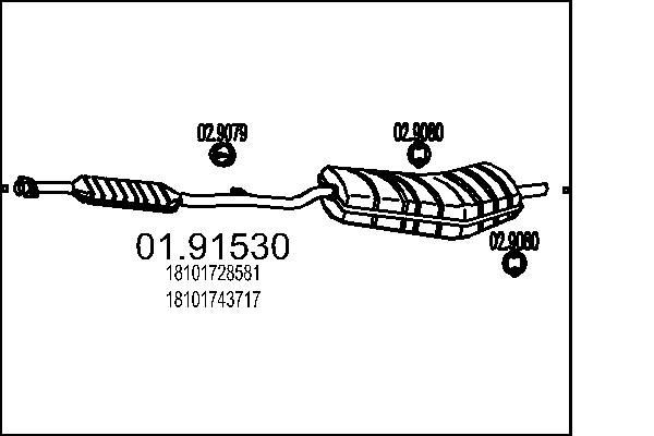 MTS Rear silencer 01.91530 MTS 01.91530 genuine E36 exhaust silencer price