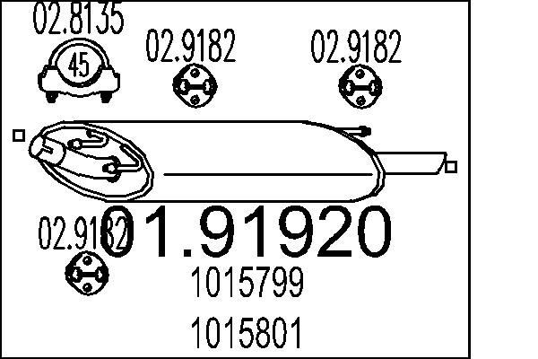 MTS Bakre ljuddämpare 01.91920 01.91920 MTS slutdämpare Mazda 929