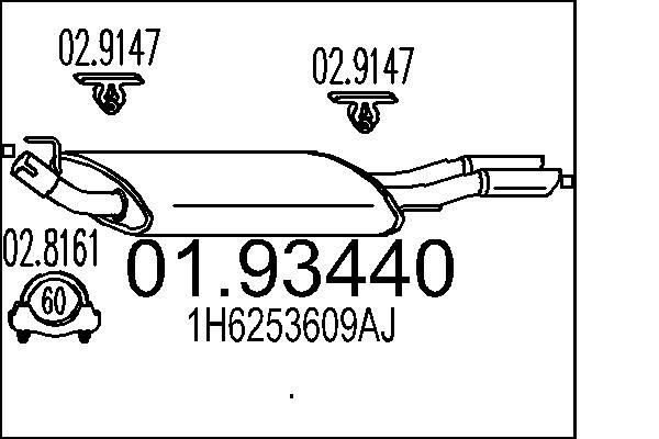 MTS Panela de escape traseira 01.93440 MTS 01.93440 Panela de escape traseira Volkswagen Golf 3 preço