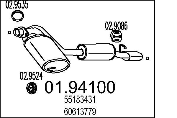 MTS Lõppsummuti 01.94100 01.94100 Summuti pütt ALFA ROMEO STELVIO MTS