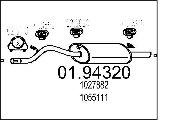 Bakre ljuddämpare MTS 01.94320 MTS 01.94320 Ljuddämpare sport och universal Ford KA 2021