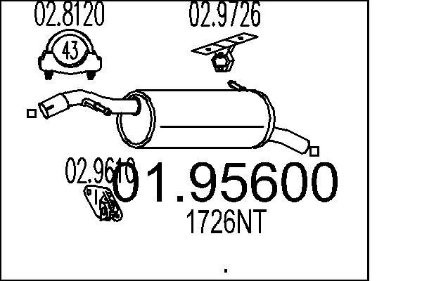 Bakre ljuddämpare MTS 01.95600 MTS 01.95600: Japsdämpare Citroen C2 2005