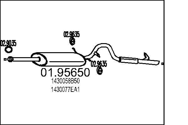MTS Takaäänenvaimentaja 01.95650 01.95650 MTS Äänenvaimennin SUZUKI JIMNY