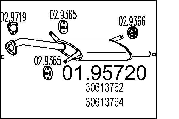 MTS Bakre ljuddämpare 01.95720 01.95720 MTS bakre ljuddämpare VOLVO 940