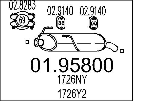MTS Lõppsummuti 01.95800 Summuti pütt MTS Peugeot BIPPER 01.95800