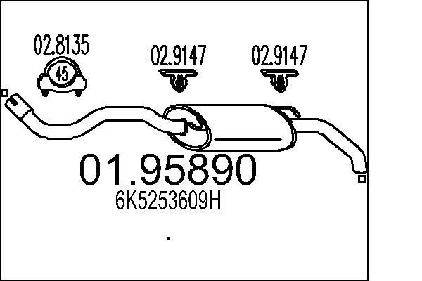 MTS Takaäänenvaimentaja 01.95890 MTS 01.95890 Seat Cordoba 6K5 äänenvaimennin
