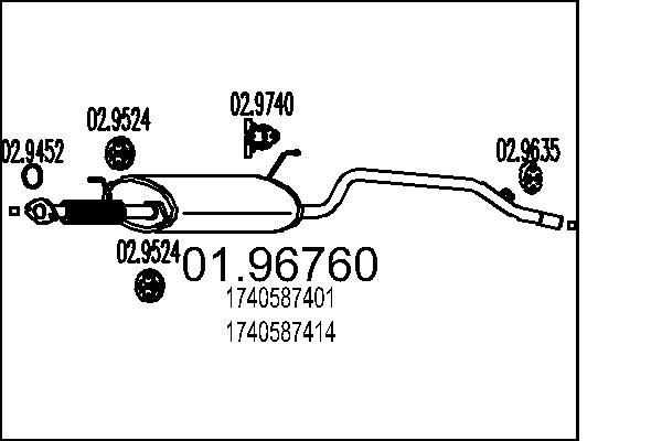 Panela de escape traseira MTS 01.96760 MTS 01.96760 Panela de escape DAIHATSU TERIOS 2025