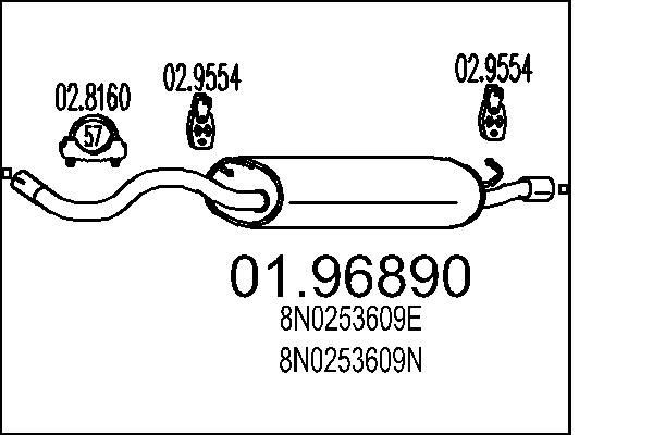 MTS Silencieux arrière 01.96890 Audi A4 Silencieux arrière MTS 01.96890