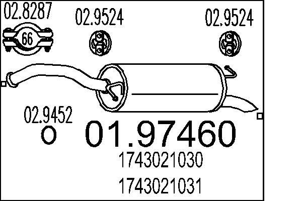 MTS Bakre eksospotte 01.97460 Bakre lyddemper MTS TRIBECA 01.97460 billige
