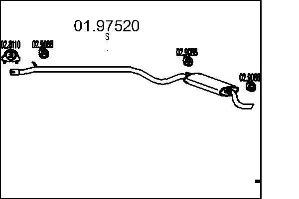 Bakre ljuddämpare MTS 01.97520 MTS 01.97520 Ljuddämpare FIAT SEICENTO 2002