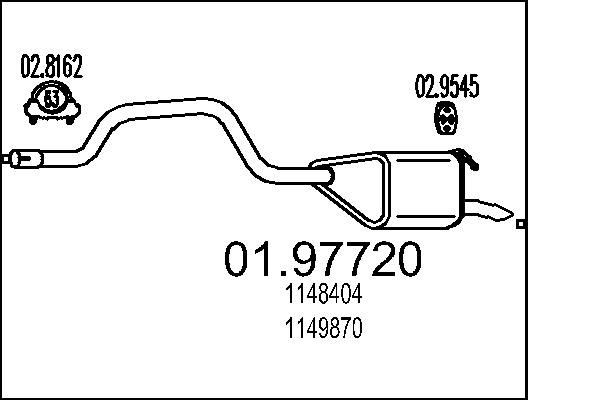 MTS Bakre ljuddämpare 01.97720 MTS 01.97720 Bakre ljuddämpare Ford Mondeo b5y original