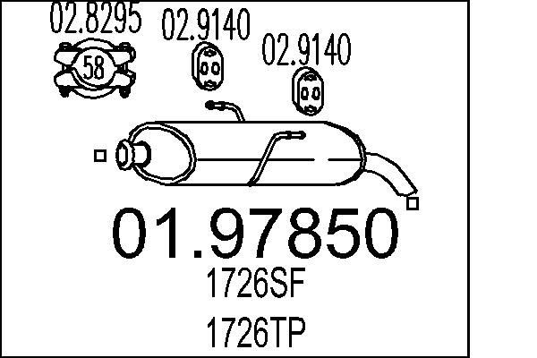MTS Koncový tlmič výfuku 01.97850 01.97850 MTS Zadný tlmič výfuku Lexus lacné