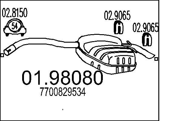 MTS Silencieux arrière 01.98080 MTS 01.98080 Pot silencieux Renault Safrane B54 prix