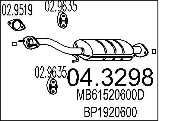 MTS Catalytic converter 04.3298 04.3298 MTS catalytic converter for MAZDA MX-6