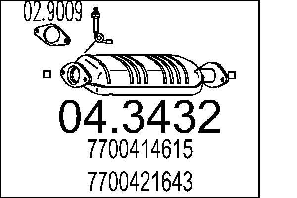 MTS Catalyseur 04.3432 MTS 04.3432 Pré catalyseur Renault 19 II Chamade pas cher
