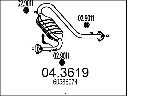 MTS Catalyseur 04.3619 04.3619 Catalyseur MTS ALFA ROMEO 156