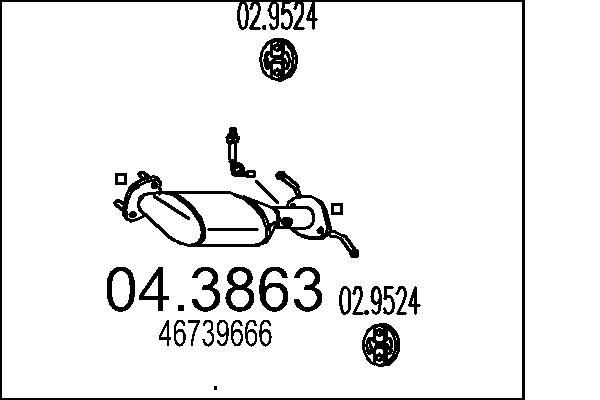 MTS Katalysator 04.3863 Udstødning katalysator MTS Alfa Romeo SPIDER 04.3863