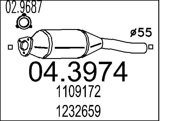 MTS Catalytic converter 04.3974 04.3974 MTS catalytic converter for FORD KUGA