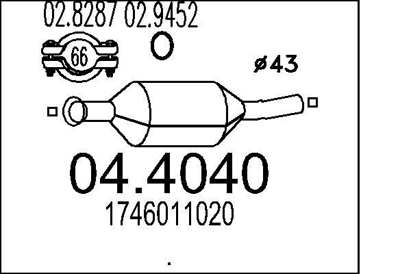 MTS Katalüsaator 04.4040 MTS 04.4040 Katalüsaator Corolla VII Sedaan (E100) hind