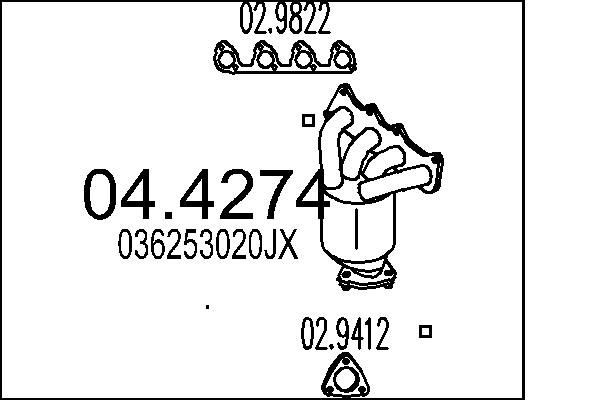 MTS Catalyseur 04.4274 Silencieux de catalyseur MTS CORDOBA 04.4274 pas cher